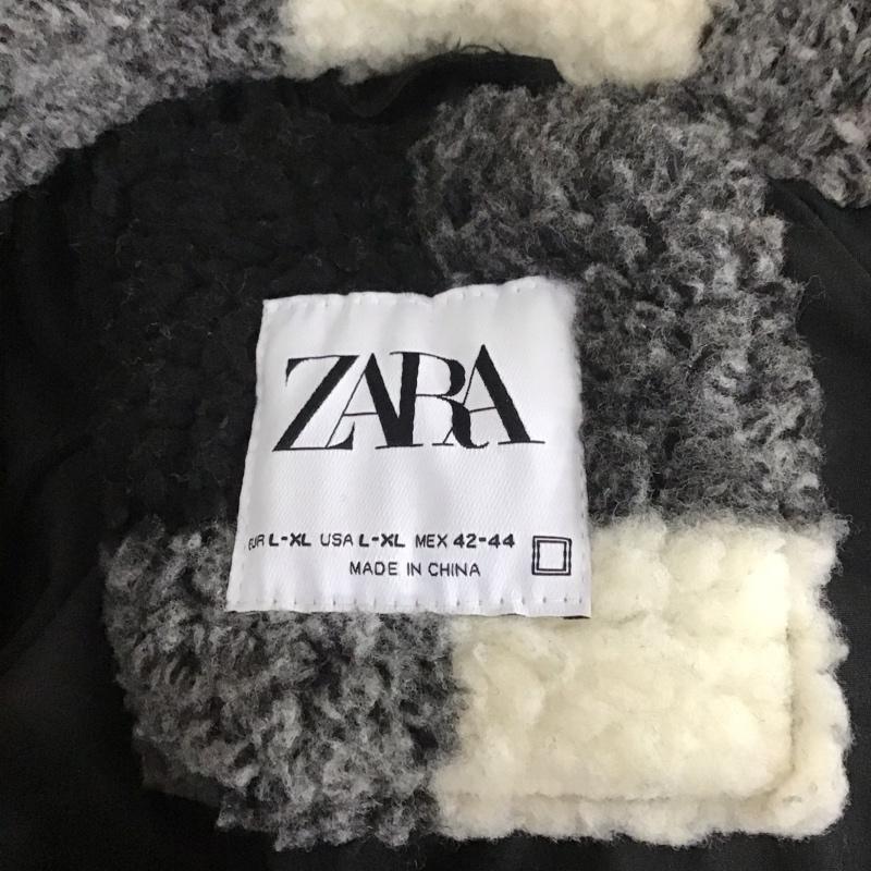 ザラ ZARA ジャケット、上着 ジャンパー、ブルゾン フリースジャケット カラージャケット チェックシャツ 前ボタン L チェック 白 / ホワイト / X 黒 / ブラック /  メンズ USED 古着 中古 10108685