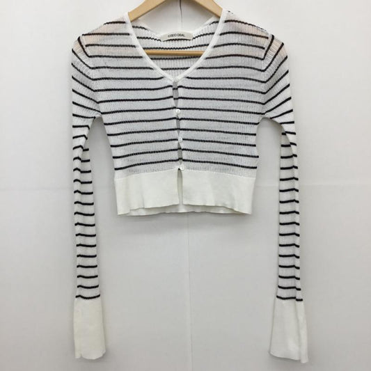 ココ ディール COCO DEAL カーディガン 長袖 2  白 / ホワイト / X 黒 / ブラック /  レディース USED 古着 中古 10129983