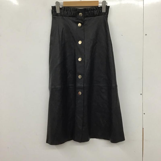 ザラベーシック ZARA BASIC スカート ひざ丈スカート タイトスカート フレアスカート フェイクレザースカート XS 無地 黒 / ブラック /  レディース USED 古着 中古 10135803
