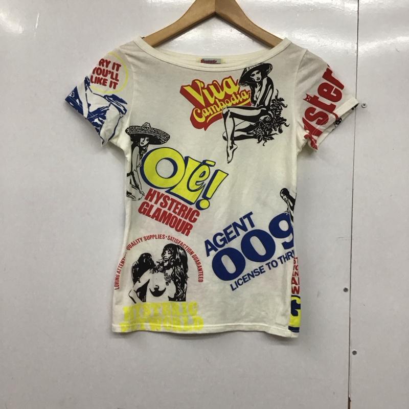 ヒステリックグラマー HYSTERIC GLAMOUR Tシャツ 半袖 半袖カットソー プリントTシャツ クルーネックカットソー FREE プリント 白 / ホワイト /  レディース USED 古着 中古 10142494