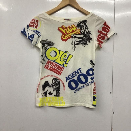 ヒステリックグラマー HYSTERIC GLAMOUR Tシャツ 半袖 半袖カットソー プリントTシャツ クルーネックカットソー FREE プリント 白 / ホワイト /  レディース USED 古着 中古 10142494