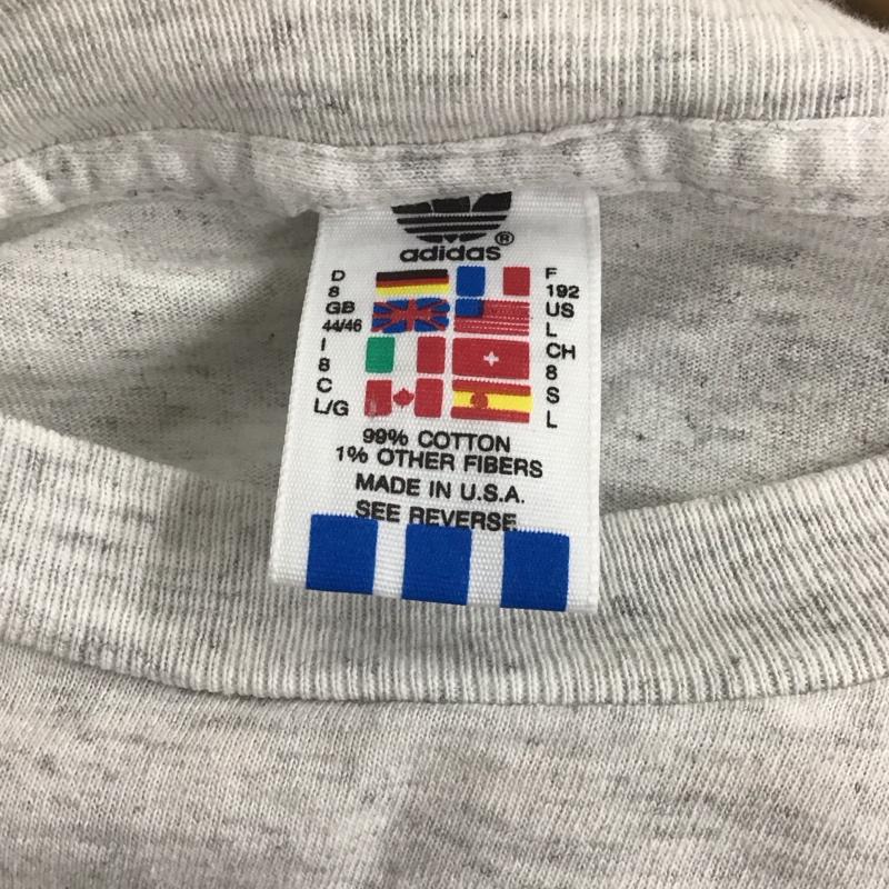 アディダス adidas Tシャツ 半袖 半袖カットソー プリントTシャツ クルーネックカットソー 90S 古着 USA L ロゴ、文字 灰 / グレー /  メンズ USED 古着 中古 10135722
