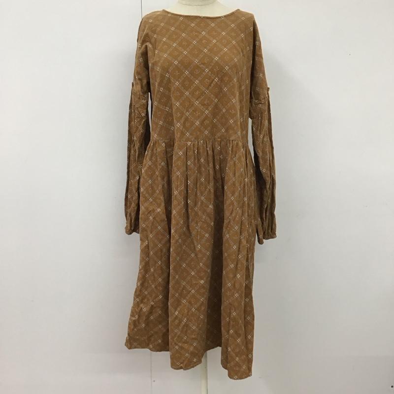 エヘカソポ ehka sopo ワンピース ロングスカート 1103711 長袖 コーデュロイ M 総柄 茶 / ブラウン /  レディース USED 古着 中古 10114755