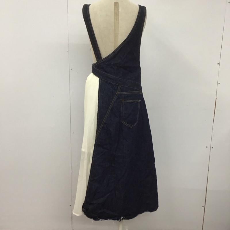 エヴリス EVRIS ワンピース ロングスカート 372020300701-01 ステップヘムプリーツロングワンピース 2WAY ワンショルダー デニム FREE 無地 インディゴ / インディゴ / X 白 / ホワイト /  レディース USED 古着 中古 10107370