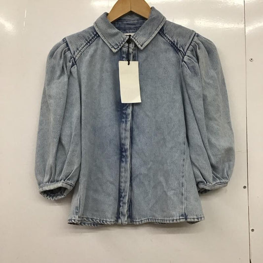 ザラ ZARA シャツ、ブラウス 半袖 デニムシャツ タグ付 L 無地 水色 / ライトブルー /  レディース USED 古着 中古 10151241