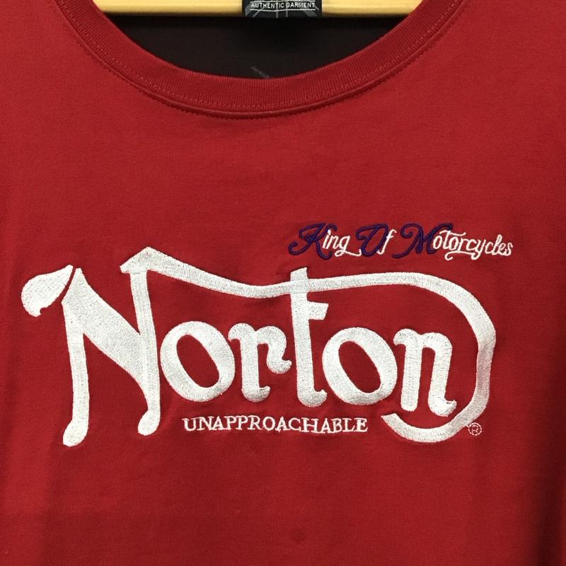 ノートン Norton カットソー 長袖 長袖カットソー プリントカットソー クルーネック XXL ロゴ、文字 赤 / レッド /  メンズ USED 古着 中古 10149527