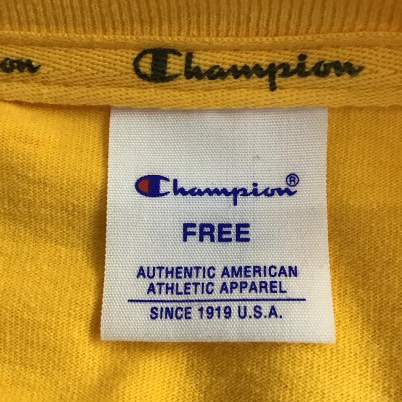 チャンピオン Champion ワンピース ひざ丈スカート CWSP30C Tシャツワンピース カットソー FREE ロゴ、文字 黄 / イエロー /  レディース USED 古着 中古 10120240