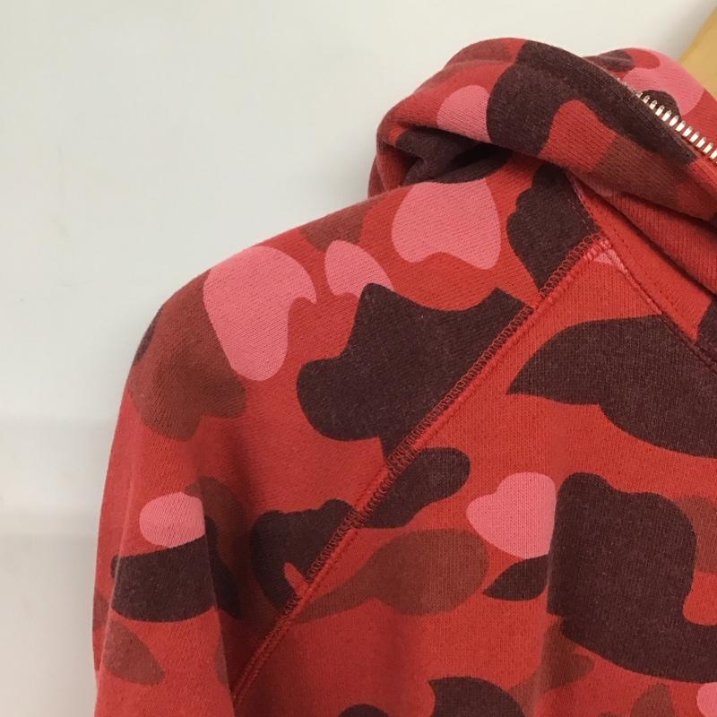アベイシングエイプ A BATHING APE パーカー 長袖 ジップアップパーカー スウェット長袖パーカー カジュアルジャケット L ロゴ、文字 赤 / レッド /  メンズ USED 古着 中古 10141379