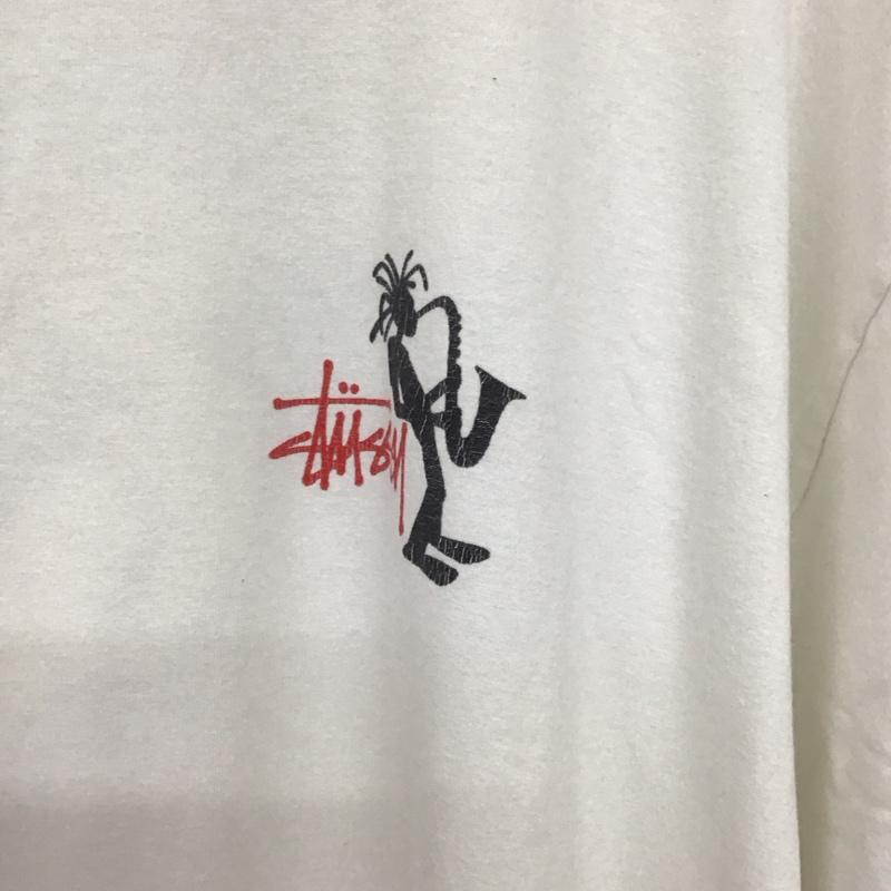 ステューシー STUSSY Tシャツ 半袖 半袖カットソー プリントTシャツ クルーネックカットソー XL プリント 白 / ホワイト /  メンズ USED 古着 中古 10142963