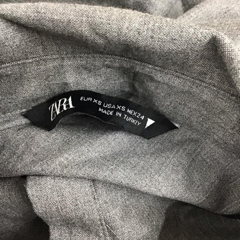 ザラ ZARA シャツ、ブラウス 長袖 4688 803 802 ショート丈 ネクタイ XS 無地 灰 / グレー /  レディース USED 古着 中古 10114782