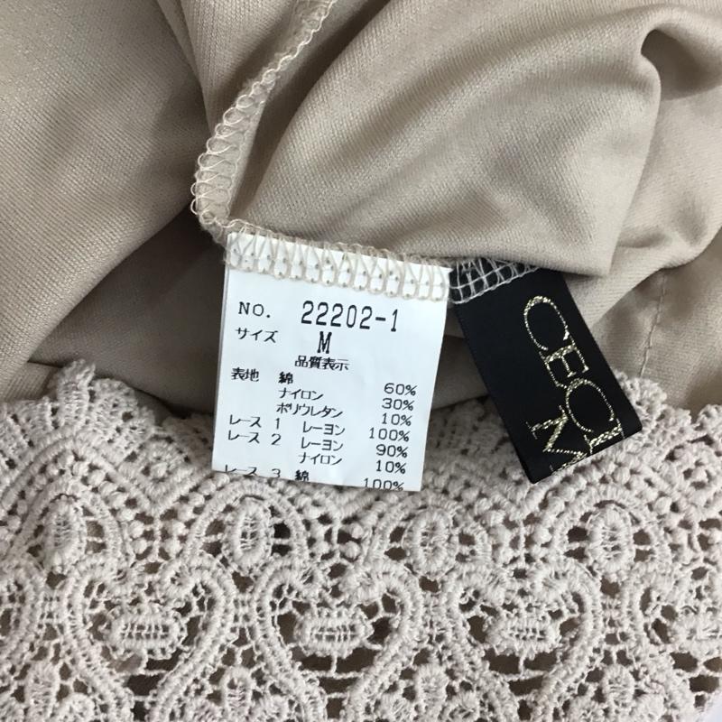 セシルマクビー CECIL McBEE ワンピース ひざ丈スカート 半袖ワンピース レースミニワンピース クルーネック M 総柄 ベージュ / ベージュ /  レディース USED 古着 中古 10113798