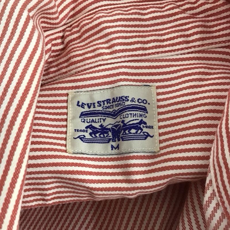 リーバイス Levi s シャツ、ブラウス 長袖 ワークシャツ M ストライプ 白 / ホワイト / X 赤 / レッド /  メンズ USED 古着 中古 10111085