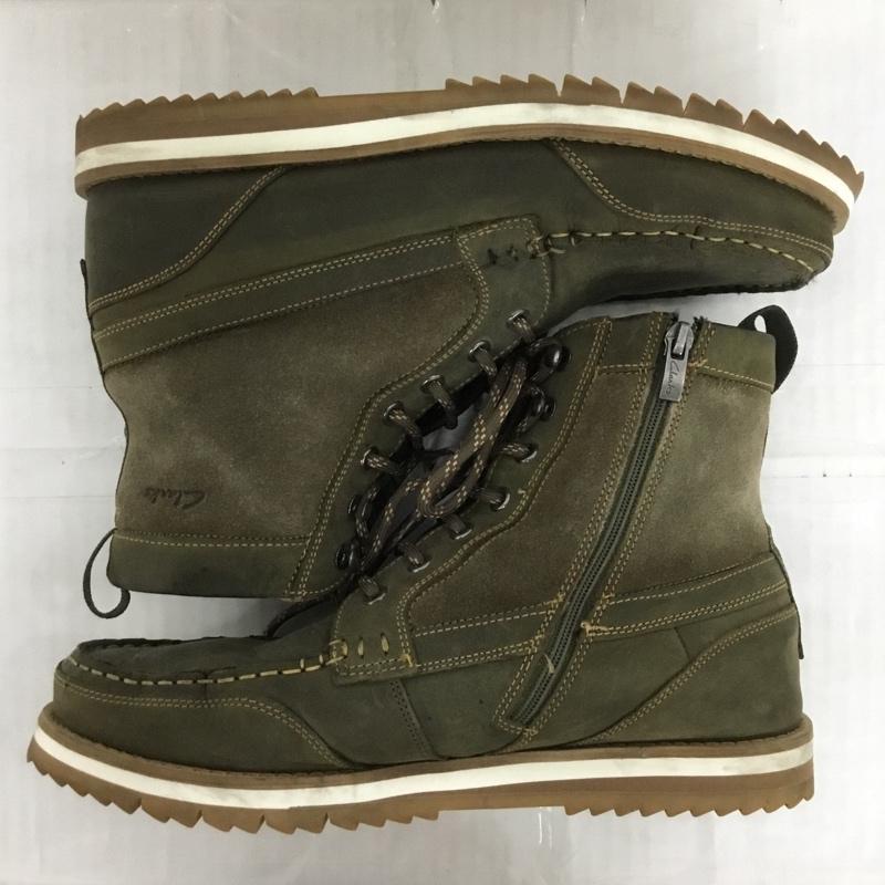 クラークス Clarks ブーツ ショートブーツ 61384438 レースアップブーツ ファスナー UK8 US：9 ロゴ、文字 カーキ / カーキ /  メンズ USED 古着 中古 10124189