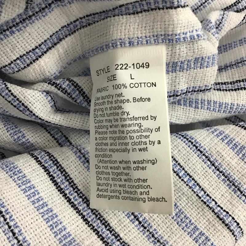 コーストワイド COASTWIDE シャツ、ブラウス 半袖 半袖シャツ ノーカラーシャツ 前ボタン L ストライプ マルチカラー / マルチカラー /  メンズ USED 古着 中古 10137621