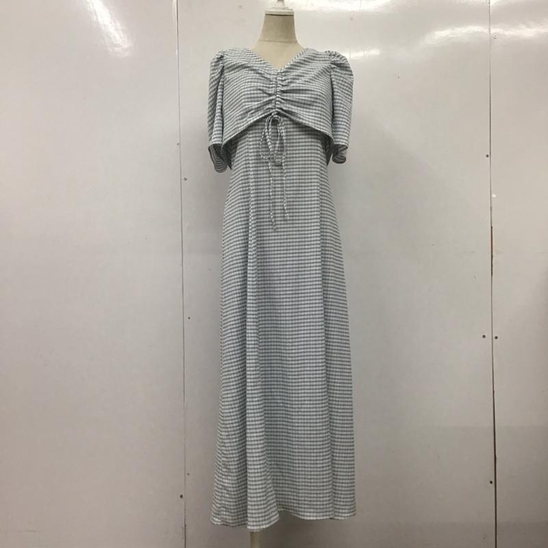 ナイスクラップ NICE CLAUP ワンピース ロングスカート FREE チェック 白 / ホワイト / X 水色 / ライトブルー /  レディース USED 古着 中古 10108629