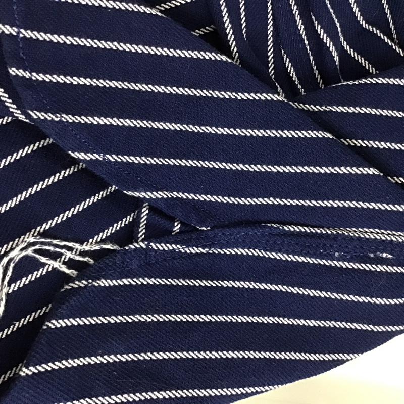 ヒューストン HOUSTON シャツ、ブラウス 長袖 長袖シャツ カラーシャツ ポケットシャツ 長袖カットソー ストライプシャツ L ストライプ 紺 / ネイビー /  メンズ USED 古着 中古 10122960