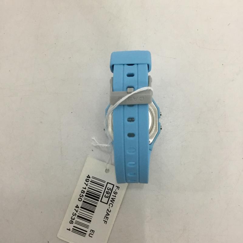 カシオ CASIO 腕時計 デジタル F-91WC-2AEF チープカシオ チプカシ 無地 水色 / ライトブルー /  メンズ USED 古着 中古 10144084