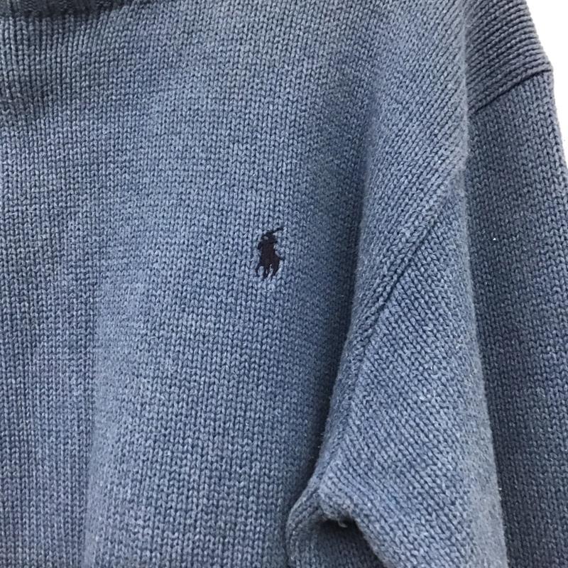 ポロバイラルフローレン Polo by RALPH LAUREN ニット、セーター 長袖 長袖ニットカットソー クルーネック セーター M ロゴ、文字 青 / ブルー /  メンズ USED 古着 中古 10144167