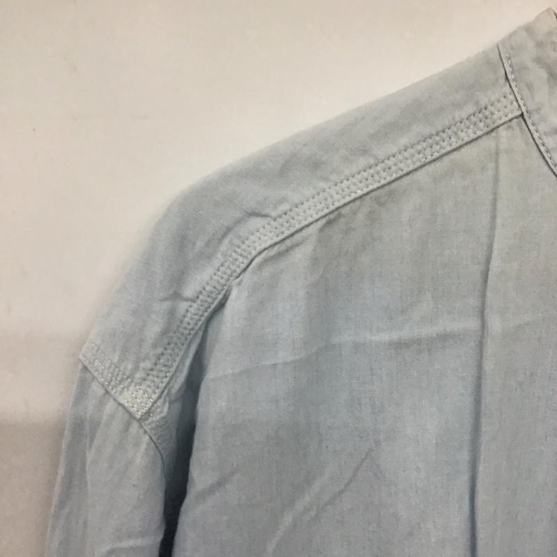 トミーヒルフィガー TOMMY HILFIGER シャツ、ブラウス 長袖 ノーカラー XL 無地 水色 / ライトブルー /  メンズ USED 古着 中古 10141119