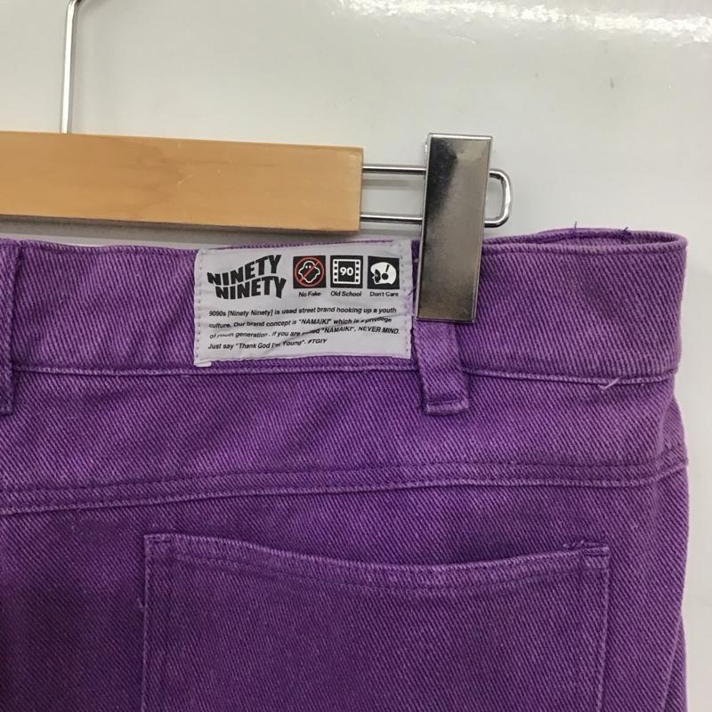 ナインティナインティ 9090 パンツ デニム、ジーンズ デニムパンツ ワイドパンツ カジュアルパンツ カラーパンツ XL プリント 紫 / パープル /  メンズ USED 古着 中古 10145988