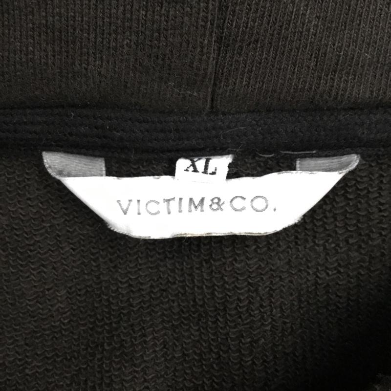 ヴィクティム VICTIM パーカー 長袖 長袖パーカー フード付きパーカー 無地スウェット トレーナー ダメージ加工 XL ダメージ加工 黒 / ブラック /  メンズ USED 古着 中古 10121539