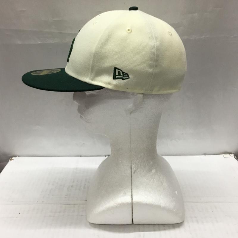 ニューエラ NEW ERA 帽子 キャップ LA 59FIFTY ロゴ、文字 緑 / グリーン / X アイボリー / アイボリー /  メンズ USED 古着 中古 10109595