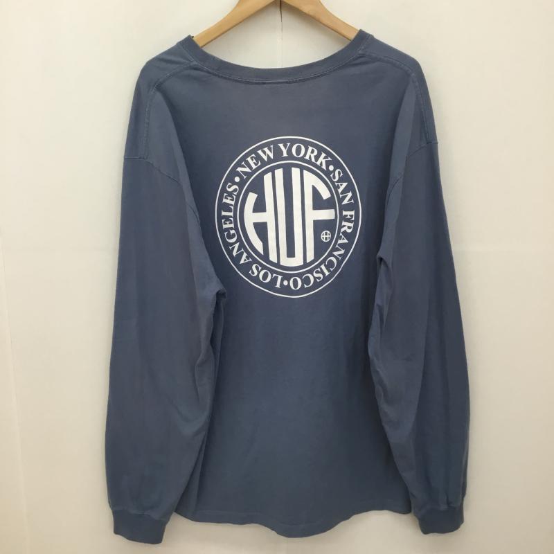 ハフ HUF Tシャツ 長袖 RN#114910　長袖Tシャツ XL ロゴ、文字 水色 / ライトブルー /  メンズ USED 古着 中古 10127555