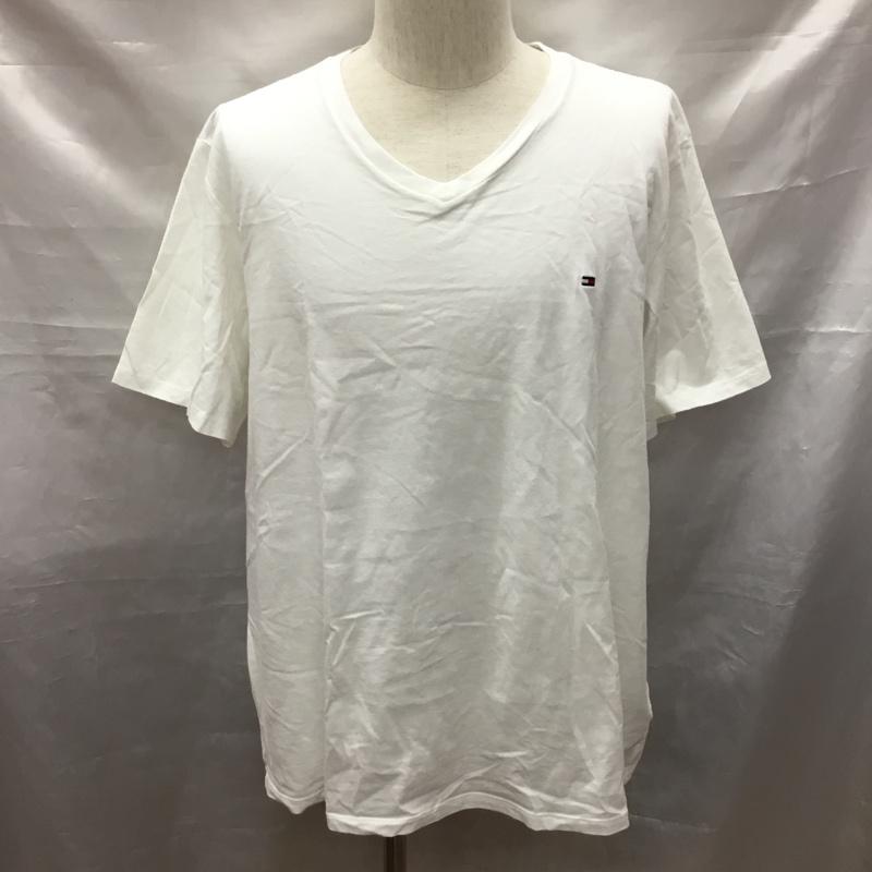 トミーヒルフィガー TOMMY HILFIGER Tシャツ 半袖 Vネック XXL ワンポイント 白 / ホワイト /  メンズ USED 古着 中古 10117175