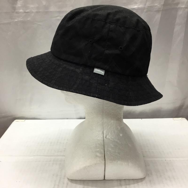ステューシー STUSSY 帽子 ハット headgear 90年代 バケットハット 総柄 黒 / ブラック /  メンズ USED 古着 中古 10110536