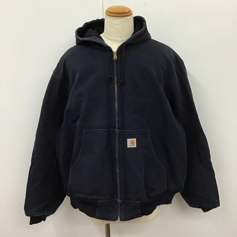 カーハート Carhartt ジャケット、上着 ジャンパー、ブルゾン ジップアップジャケット ジャンパー アウター パーカー XXL ロゴ、文字 紺 / ネイビー /  メンズ USED 古着 中古 10112083