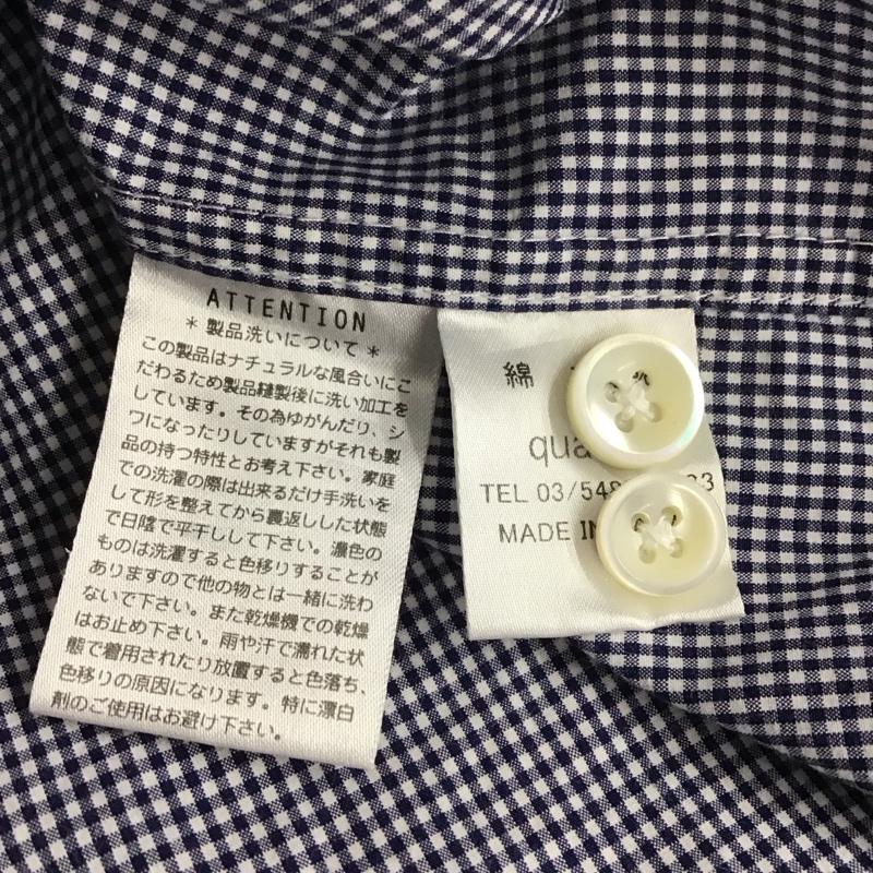 クオドロ quadro シャツ、ブラウス 長袖 長袖シャツ チェックシャツ ノーカラーシャツ 2 チェック 白 / ホワイト / X 青 / ブルー /  メンズ USED 古着 中古 10131766