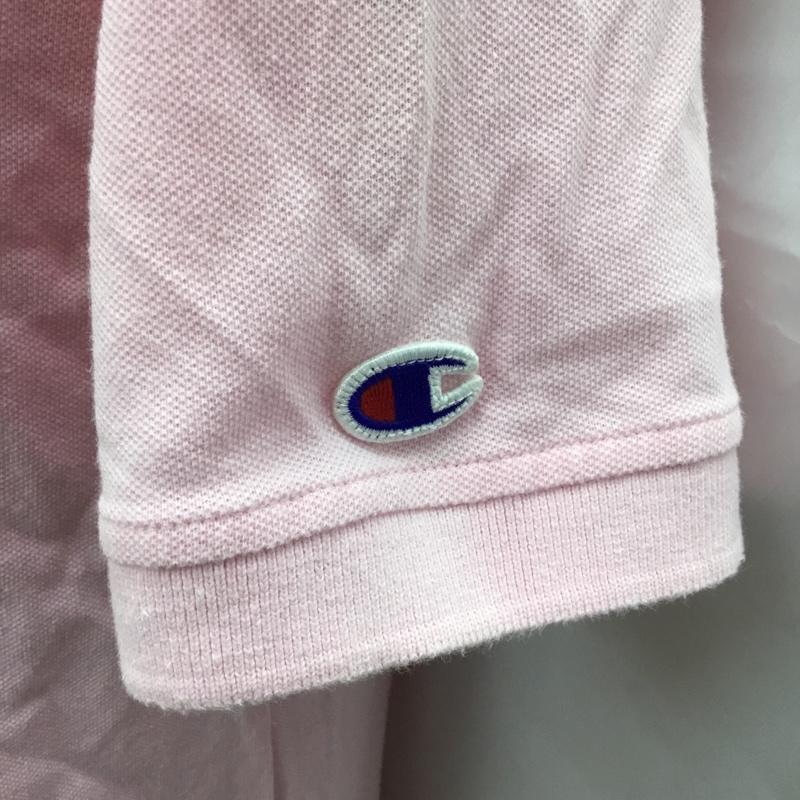 チャンピオン Champion ポロシャツ 半袖 半袖ポロシャツ カラーシャツ 半袖カットソー M ロゴ、文字 桃 / ピンク /  メンズ USED 古着 中古 10115033