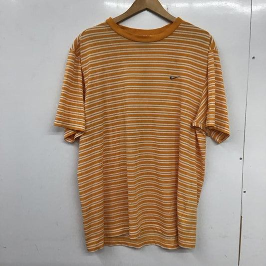 ナイキ NIKE Tシャツ 半袖 半袖カットソー プリントTシャツ クルーネックカットソー XXL ボーダー柄 白 / ホワイト / X 橙 / オレンジ /  メンズ USED 古着 中古 10133130