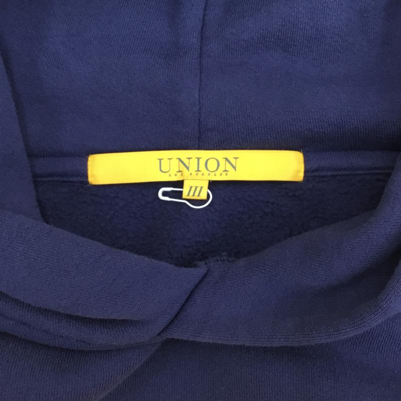 ユニオン UNION パーカー 長袖 UNION STATE HOODIE L ロゴ、文字 紺 / ネイビー / X 橙 / オレンジ /  メンズ USED 古着 中古 10124623