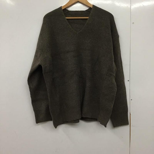 ミラオーウェン Mila Owen ニット、セーター 長袖 長袖ニットカットソー Vネック セーター ONE SIZE 無地 茶 / ブラウン /  レディース USED 古着 中古 10145415