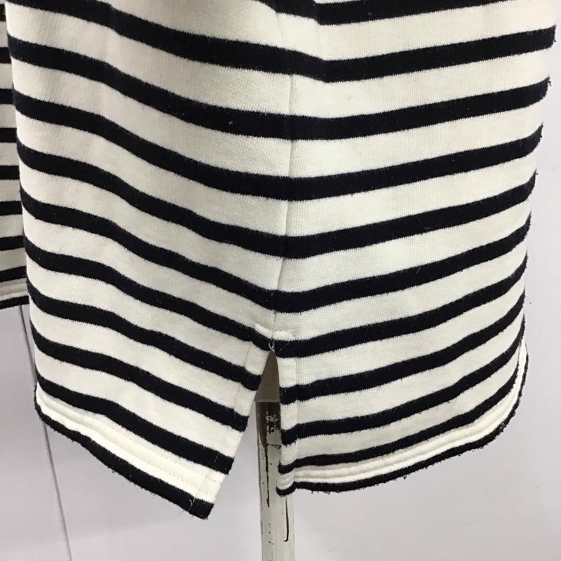 ザラ ZARA トレーナー 長袖 ハーフジップ M ボーダー柄 白 / ホワイト /  レディース USED 古着 中古 10121326