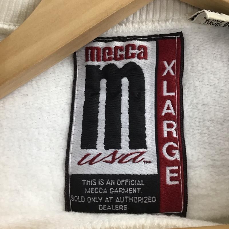 メッカ MECCA トレーナー 長袖 長袖トレーナー スウェット クルーネック プルオーバー XL ロゴ、文字 白 / ホワイト /  メンズ USED 古着 中古 10148534