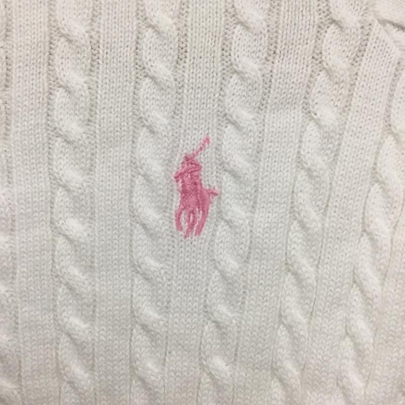 ポロラルフローレン POLO RALPH LAUREN カーディガン 長袖 長袖カーディガン 長袖カットソー ノーカラージャケット 前開カーディガン S ロゴ、文字 白 / ホワイト /  ガールズ USED 古着 中古 10116540