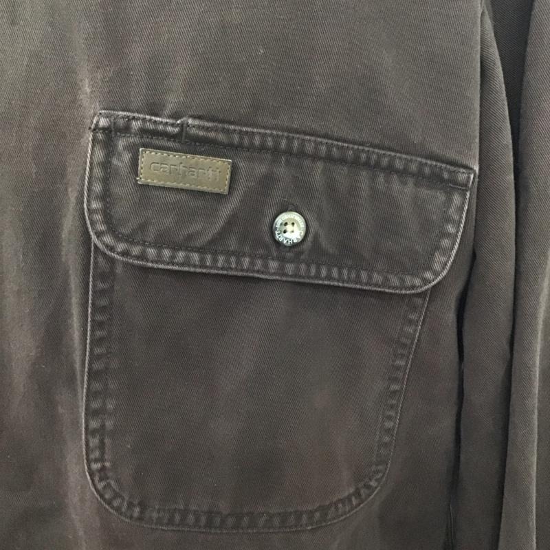 カーハート Carhartt シャツ、ブラウス 長袖 長袖シャツ ポケットシャツ カラーシャツ ボタンダウンシャツ XL ロゴ、文字 茶 / ブラウン /  メンズ USED 古着 中古 10127873