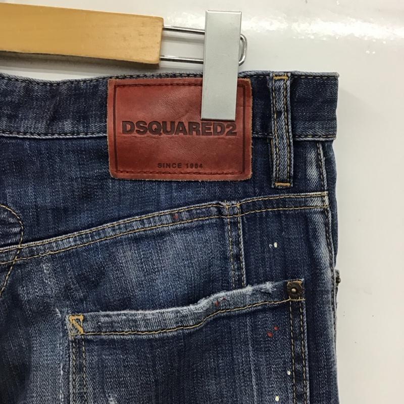 ディースクエアード2 DSQUARED2 パンツ デニム、ジーンズ デニムパンツ スリムパンツ カジュアルパンツ ストレッチパンツ 46インチ ダメージ加工 インディゴ / インディゴ /  メンズ USED 古着 中古 10148792