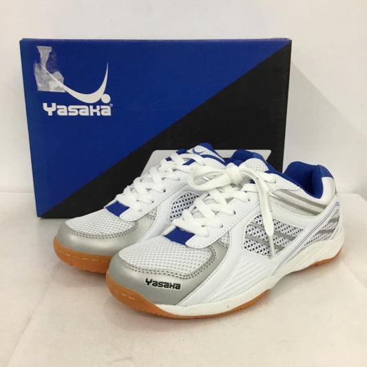 ヤサカ YASAKA スニーカー スニーカー E-200 ジェット インパクト 卓球シューズ 23.5cm 箱有 23.5cm ロゴ、文字 白 / ホワイト / X 青 / ブルー /  レディース USED 古着 中古 10147916