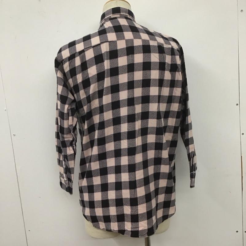 古着 USED シャツ、ブラウス 長袖 M チェック 黒 / ブラック / X 桃 / ピンク /  メンズ USED 古着 中古 10107047
