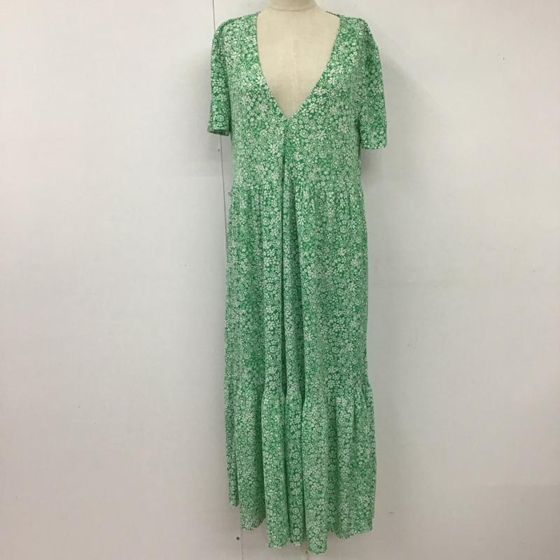 ザラ ZARA ワンピース ロングスカート 半袖ロングワンピース カジュアルワンピース フレアスカート S 総柄 X 花柄 白 / ホワイト / X 緑 / グリーン /  レディース USED 古着 中古 10112120