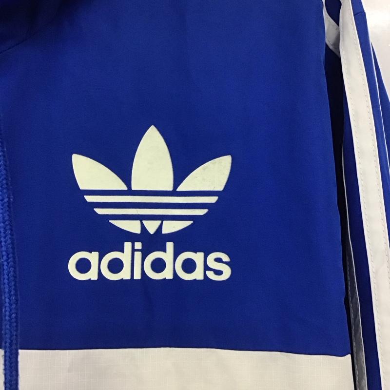 アディダス adidas ジャケット、上着 ジャンパー、ブルゾン bk5938 ナイロンジャケット CLFNWINDBREAKER ジップアップジャケット L ロゴ、文字 白 / ホワイト / X 青 / ブルー /  メンズ USED 古着 中古 10140490