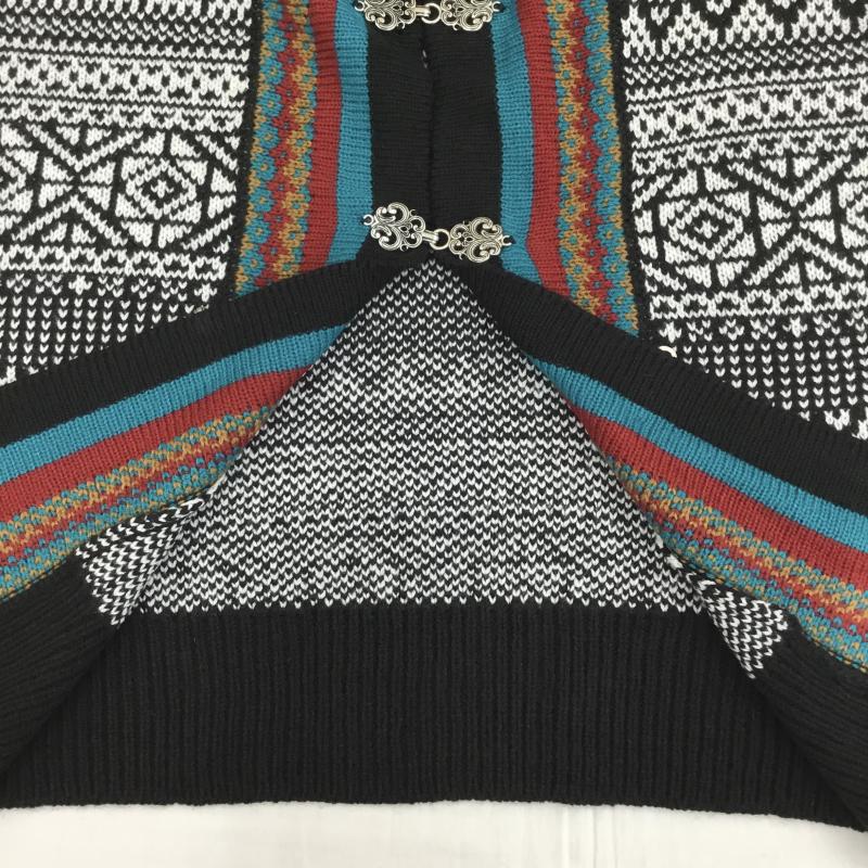 ジーナシス JEANASIS カーディガン 長袖 JS064146CF FREE 総柄 黒 / ブラック / X 赤 / レッド /  レディース USED 古着 中古 10141094