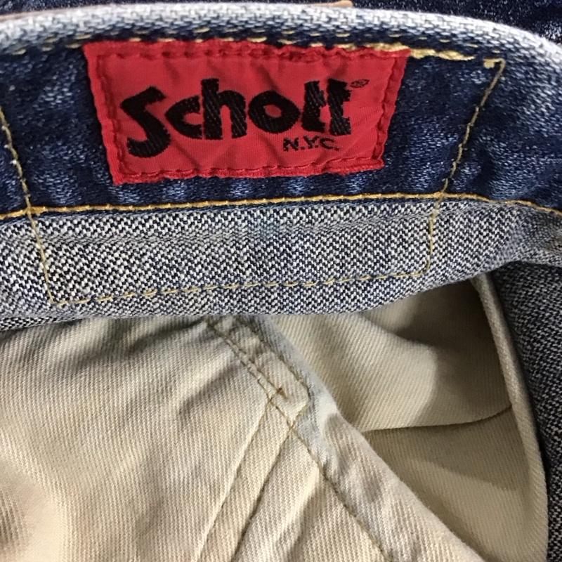 ショット schott パンツ デニム、ジーンズ デニムパンツ ワイドパンツ カジュアルパンツ ストレッチパンツ 33インチ 無地 インディゴ / インディゴ /  メンズ USED 古着 中古 10141610