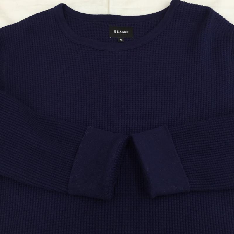 ビームス BEAMS カットソー 長袖 サーマルカットソー XL 無地 紺 / ネイビー /  メンズ USED 古着 中古 10135941