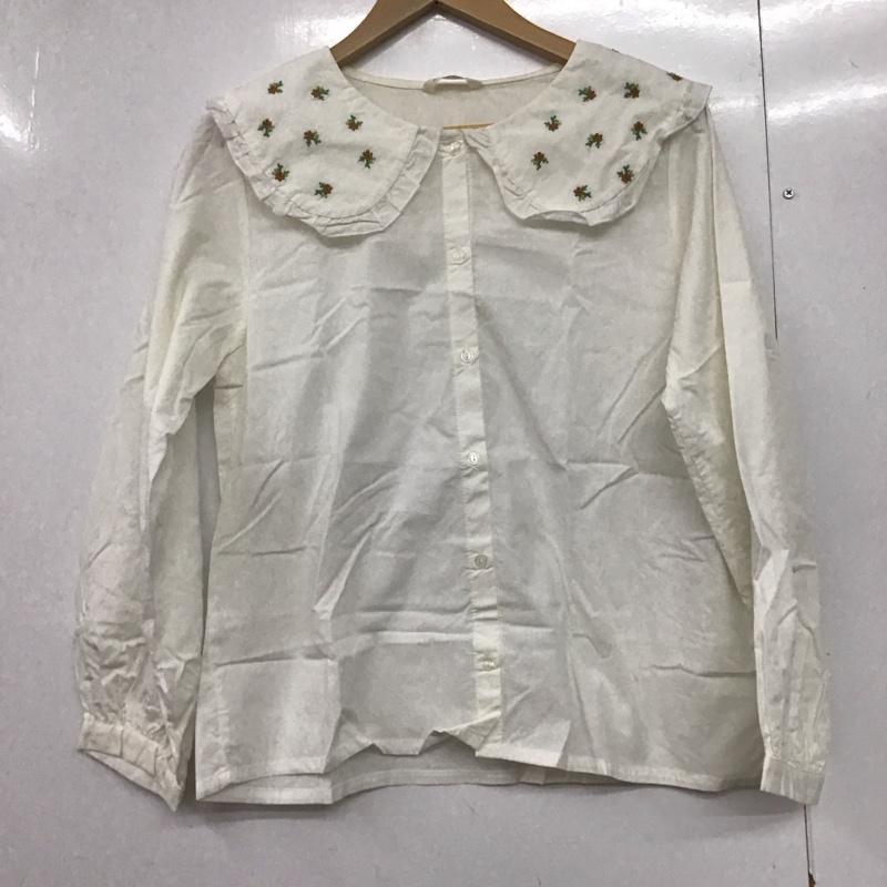 エヘカソポ ehka sopo シャツ、ブラウス 長袖 1710844 フリル襟 ビッグカラー FREE 刺繍 白 / ホワイト /  レディース USED 古着 中古 10144113