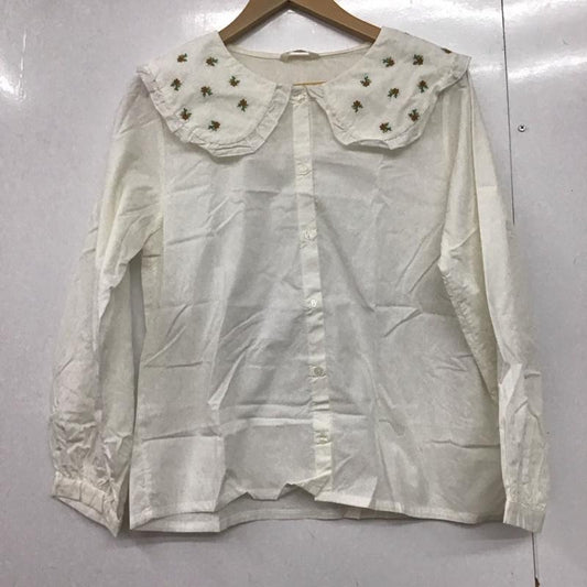 エヘカソポ ehka sopo シャツ、ブラウス 長袖 1710844 フリル襟 ビッグカラー FREE 刺繍 白 / ホワイト /  レディース USED 古着 中古 10144113