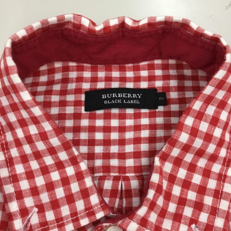 バーバリーブラックレーベル BURBERRY BLACK LABEL シャツ、ブラウス 半袖 半袖シャツ カラーシャツ 半袖カットソー チェックシャツ 3 チェック 白 / ホワイト / X 赤 / レッド /  メンズ USED 古着 中古 10119399